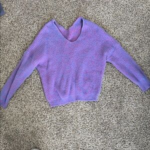 SHEIN V-Neck Sweater in Purple and Pink
